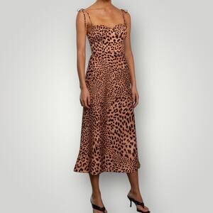 NWT Misha Bellarose Animal-Print Midi Dress sz 2